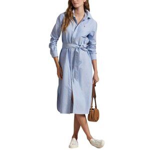 NWT Polo Ralph Lauren Belted Cotton Oxford Shirtdress Size 6 MSRP $198.00